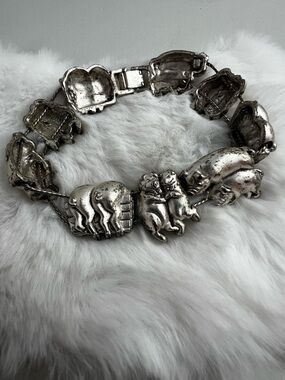 Vintage Piggy Slider Charm Bracelet